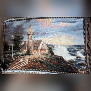 Vintage Thomas Kinkade Tapestry Blanket